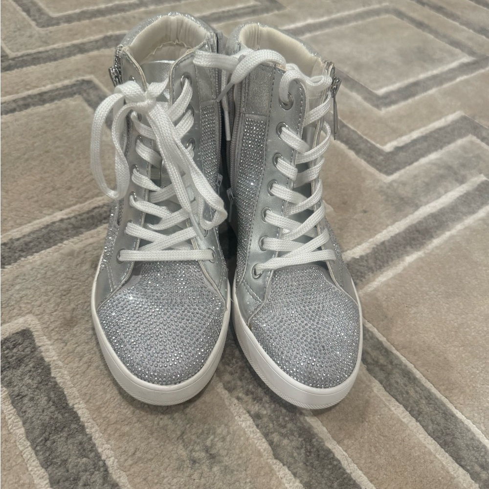 Aldo silver rhinestone sneakers